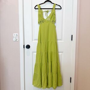 Free People Womens Tiered Maxi Dress Sz XS Open Back Flowy Resort Beach Strappy